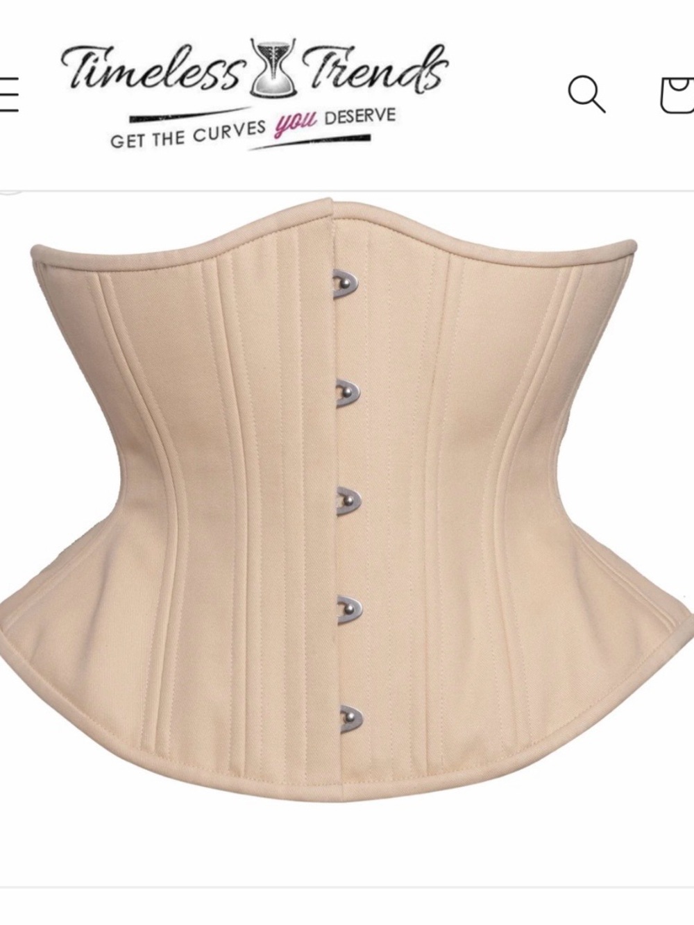 Timeless Trends Conical Rib Hourglass  Under-bust Waist Training Cotton Corset